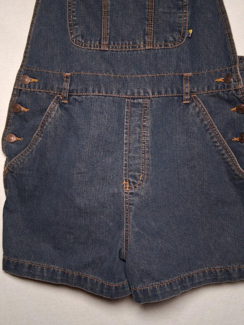 No Boundaries Denim Shortalls Juniors Large Blue Jean Shorts Overalls - Picture 16 of 16
